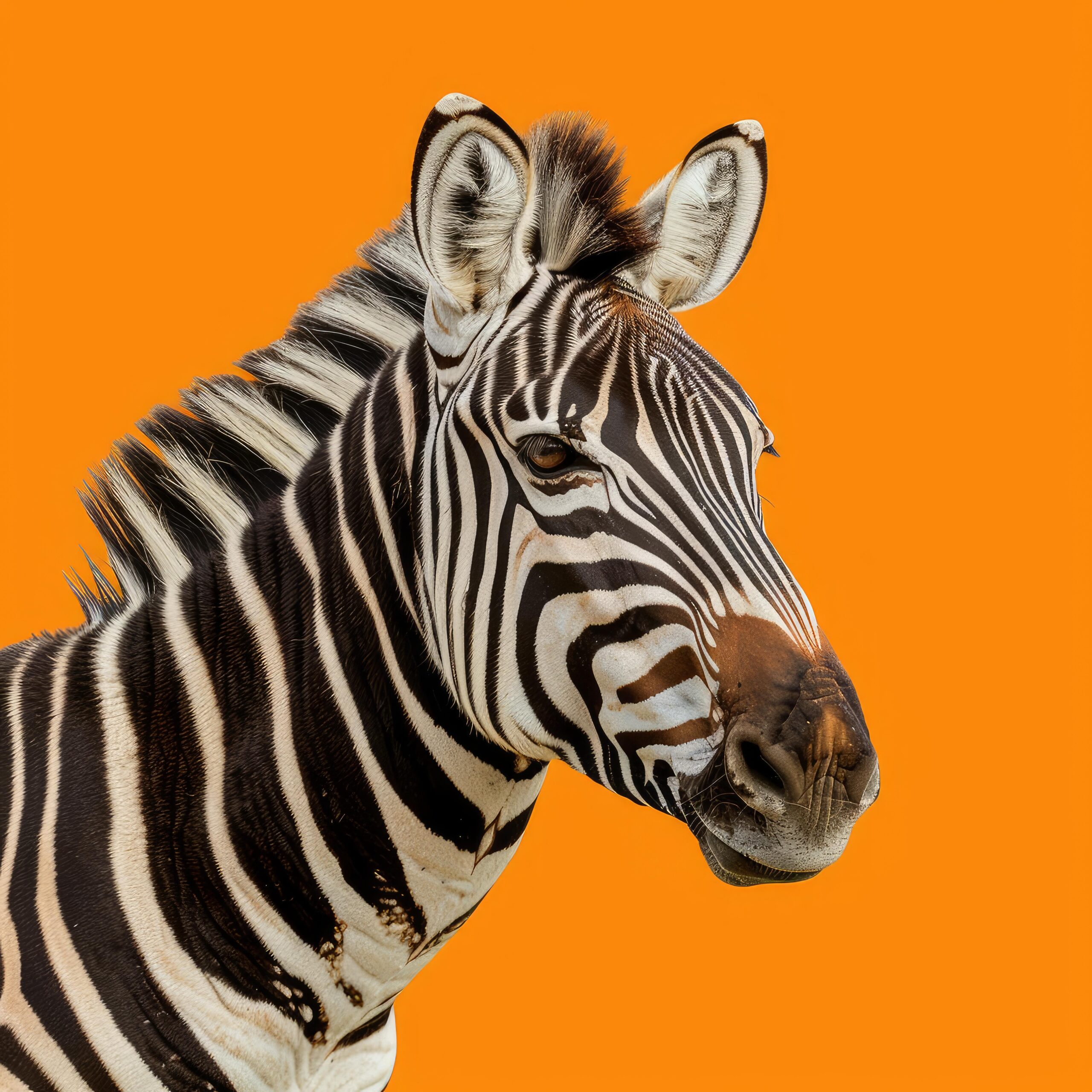 Zebra on orange background